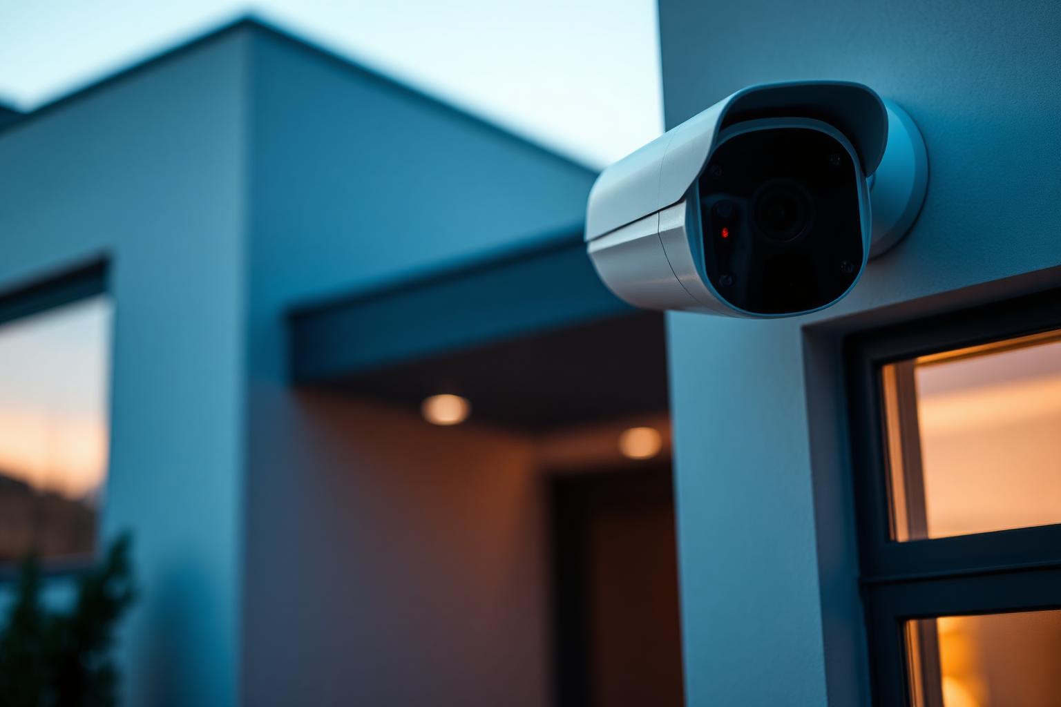 Modern CCTV camera installed on a contemporary home